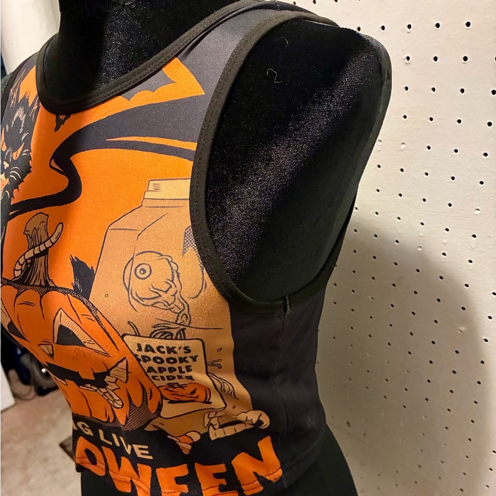 Halloween Graphic Tank Top - Orange & Black